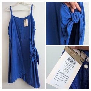 NWT Asos Curve Blue Linen Wrap Dress